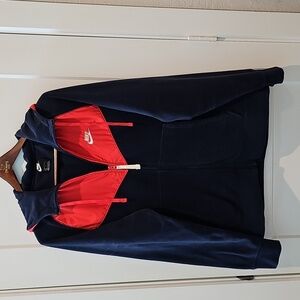 NIKE Men's Full Zip-Up Hoodie, Size L, Obsidian/Habanero Red/White